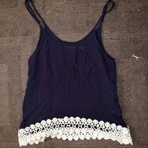 Blue Tank Top with White Lace Bottom